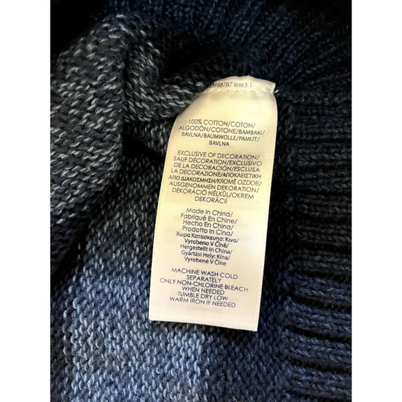 Chaps Old Money Sweater Men's XXL Navy stripe Cotton Pullover Elbow Patches Soft - Picture 11 of 11